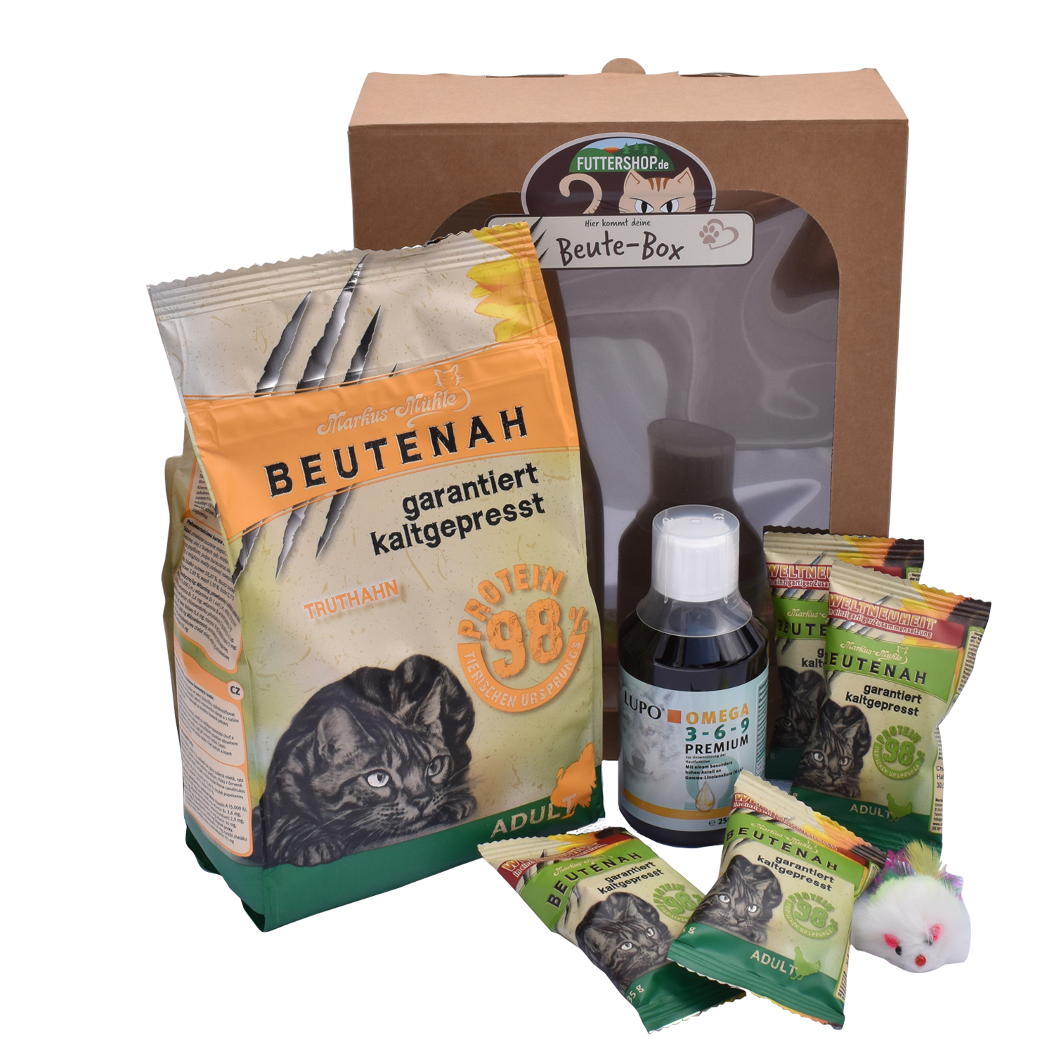 Beute-Box Markus-Mühle BEUTENAH Truthahn 1,2 kg + 250 ml LUPO Omega 3-6-9 PREMIUM