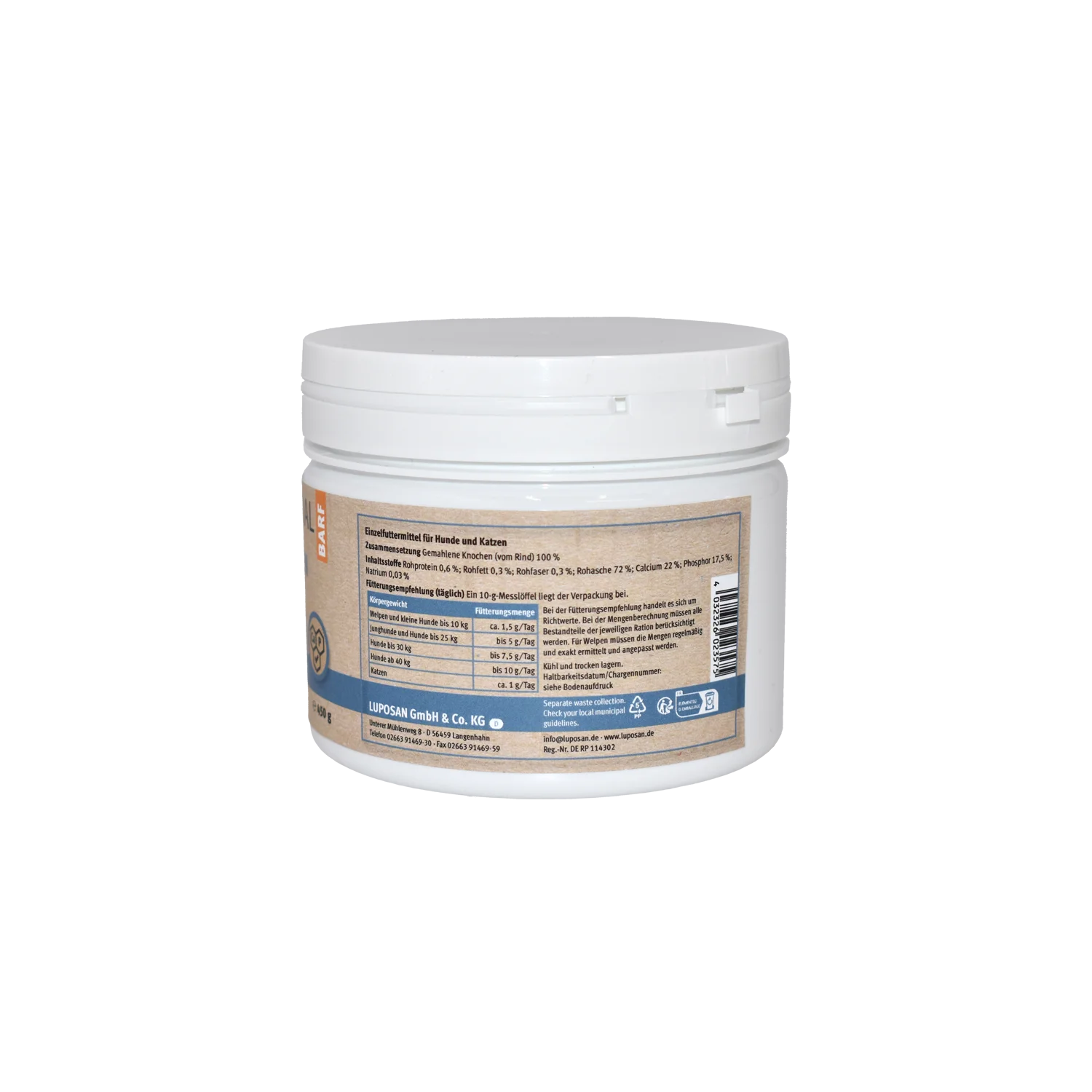LUPO NATURAL BARF Knochen Pulver 450 g 