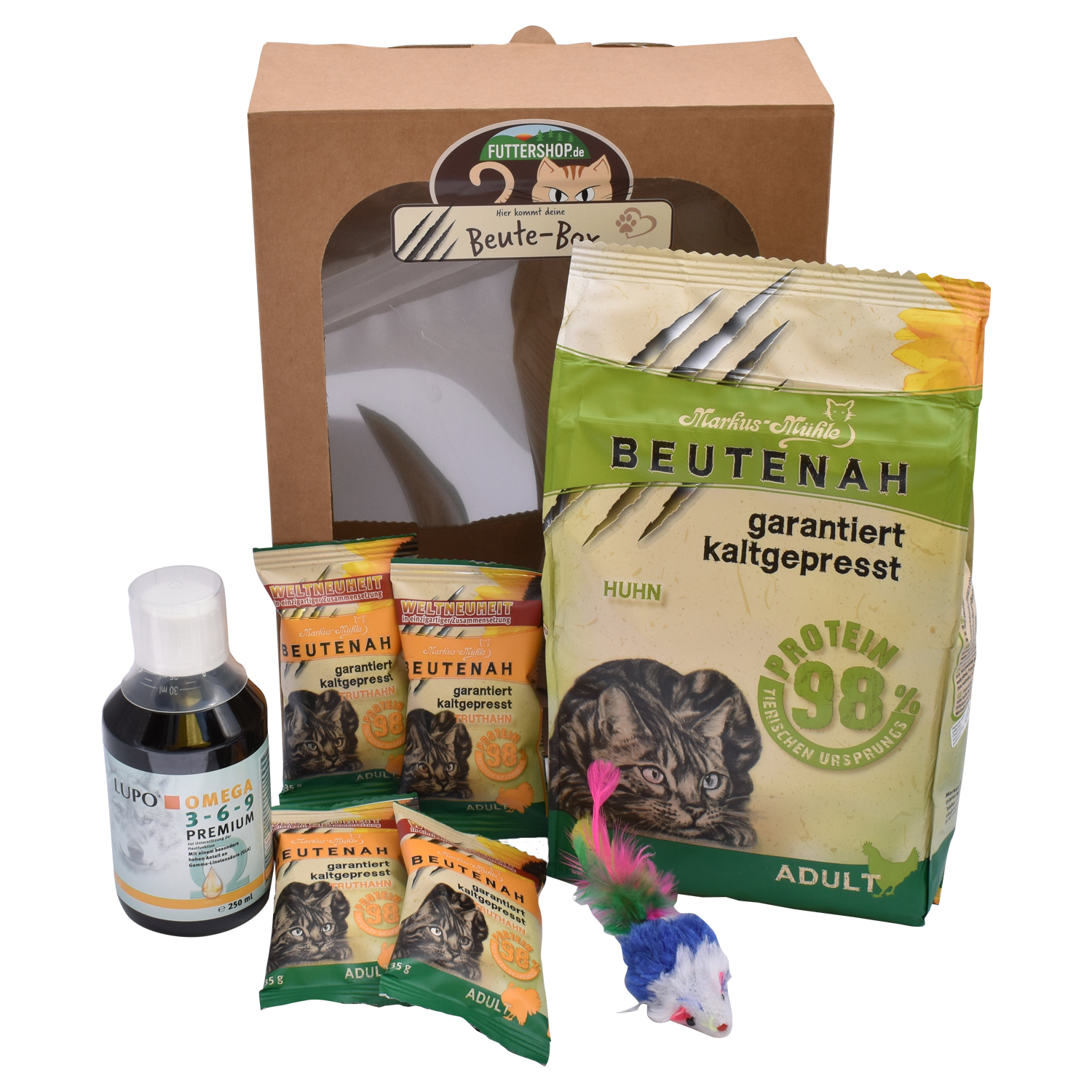 Beute-Box Markus-Mühle BEUTENAH Huhn 1,2 kg + 250 ml LUPO Omega 3-6-9 PREMIUM