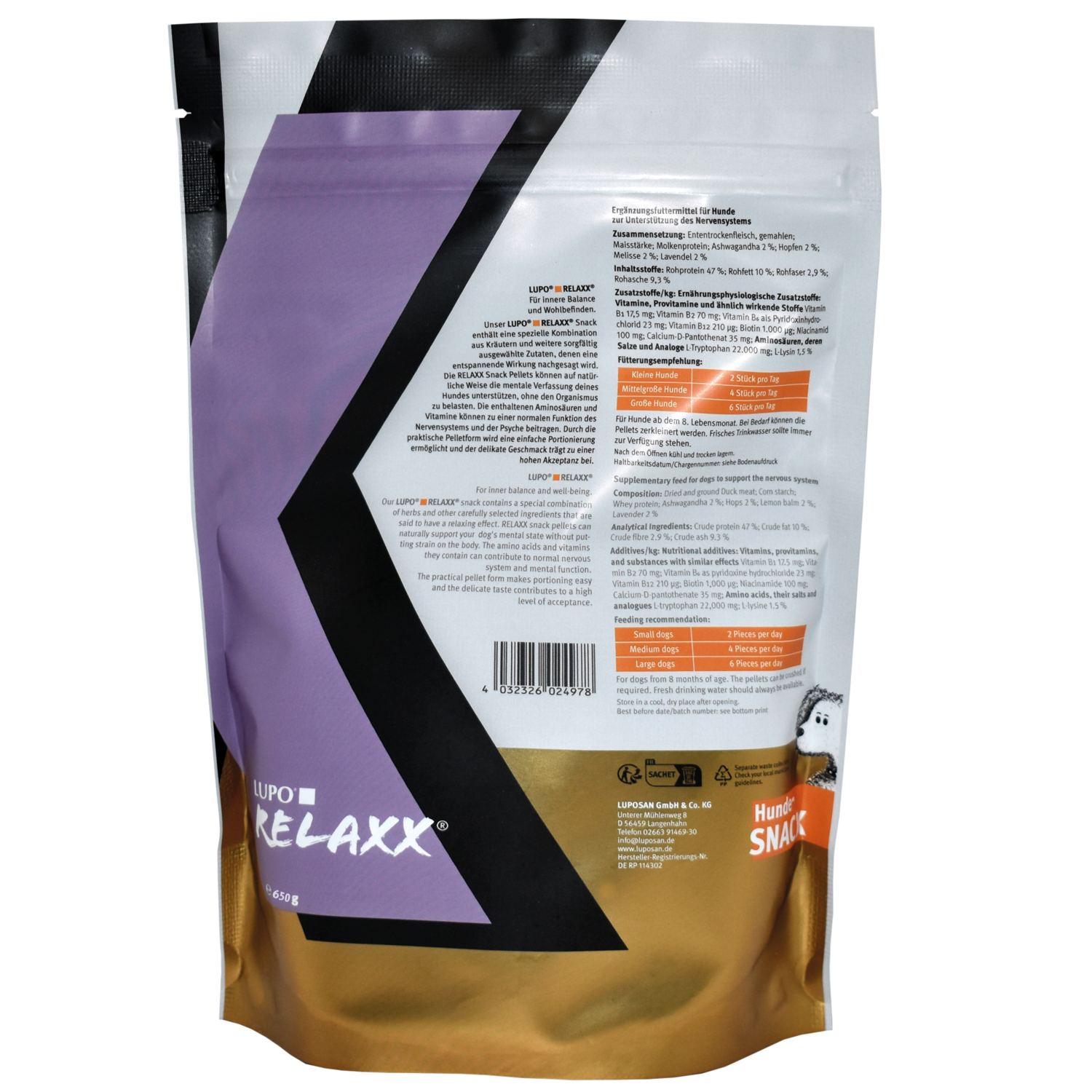 LUPO RELAXX Snack für Hunde 650 g LUPO RELAXX Snack für Hunde 650 g