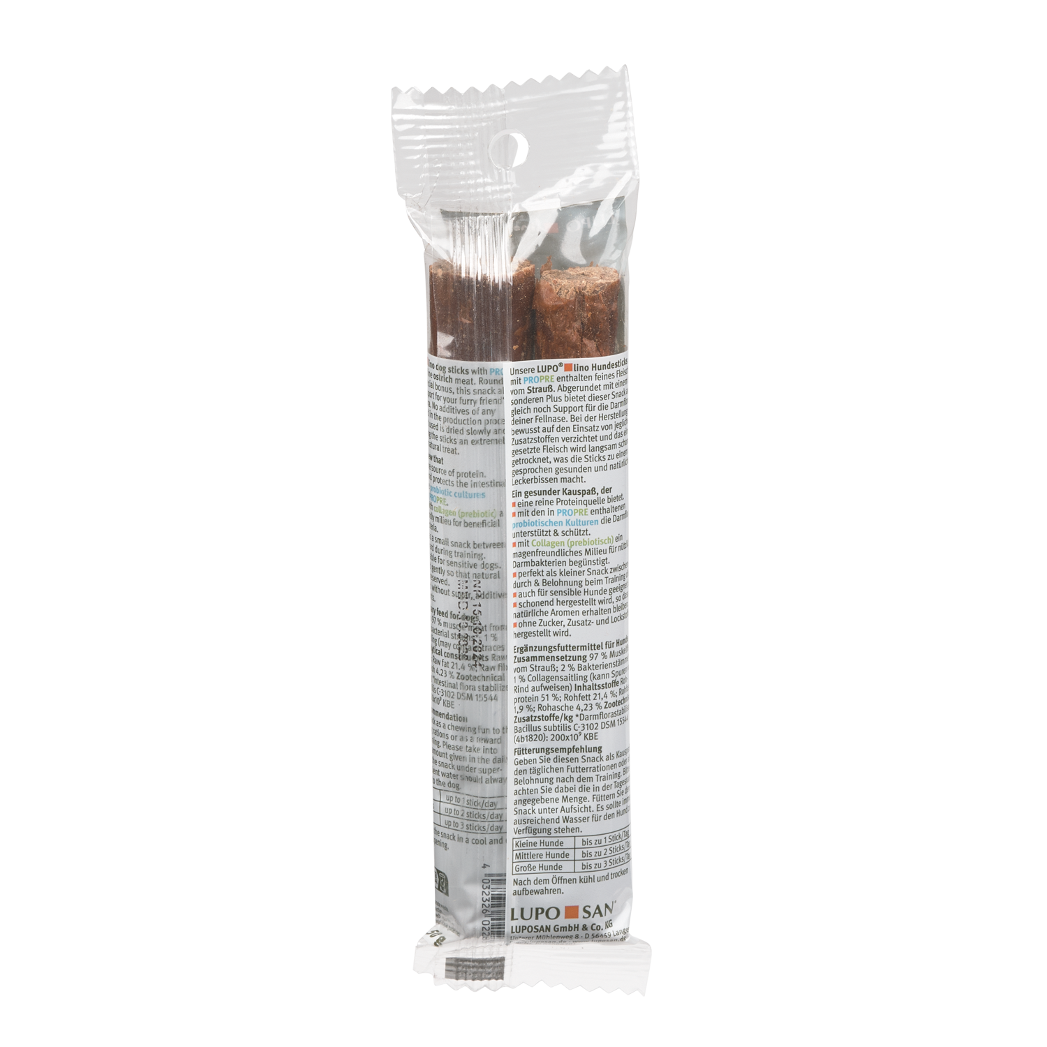 LUPOlino Hunde-Sticks Strauß 2 Stück 50g