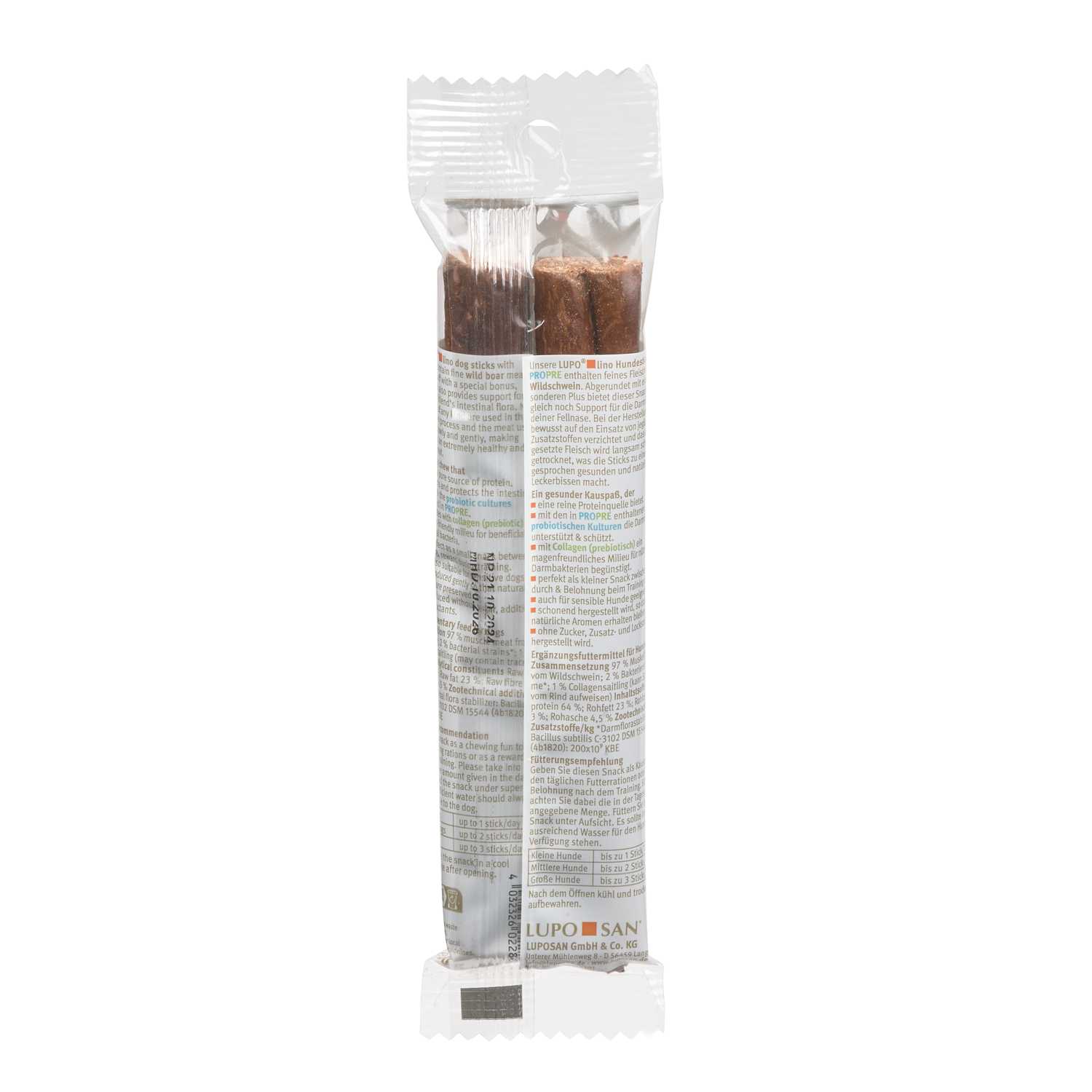 LUPOlino Hunde-Sticks Wildschwein 2 Stück 50g