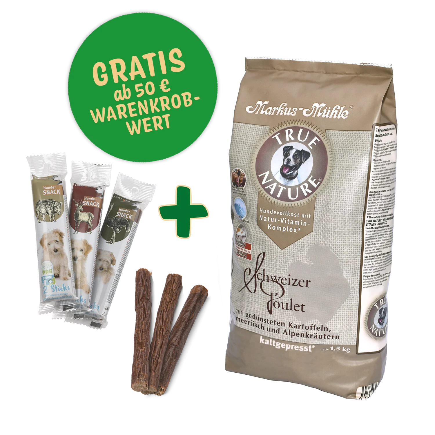 Gratis: TRUE NATURE 1,5 kg + LUPOlino Snack