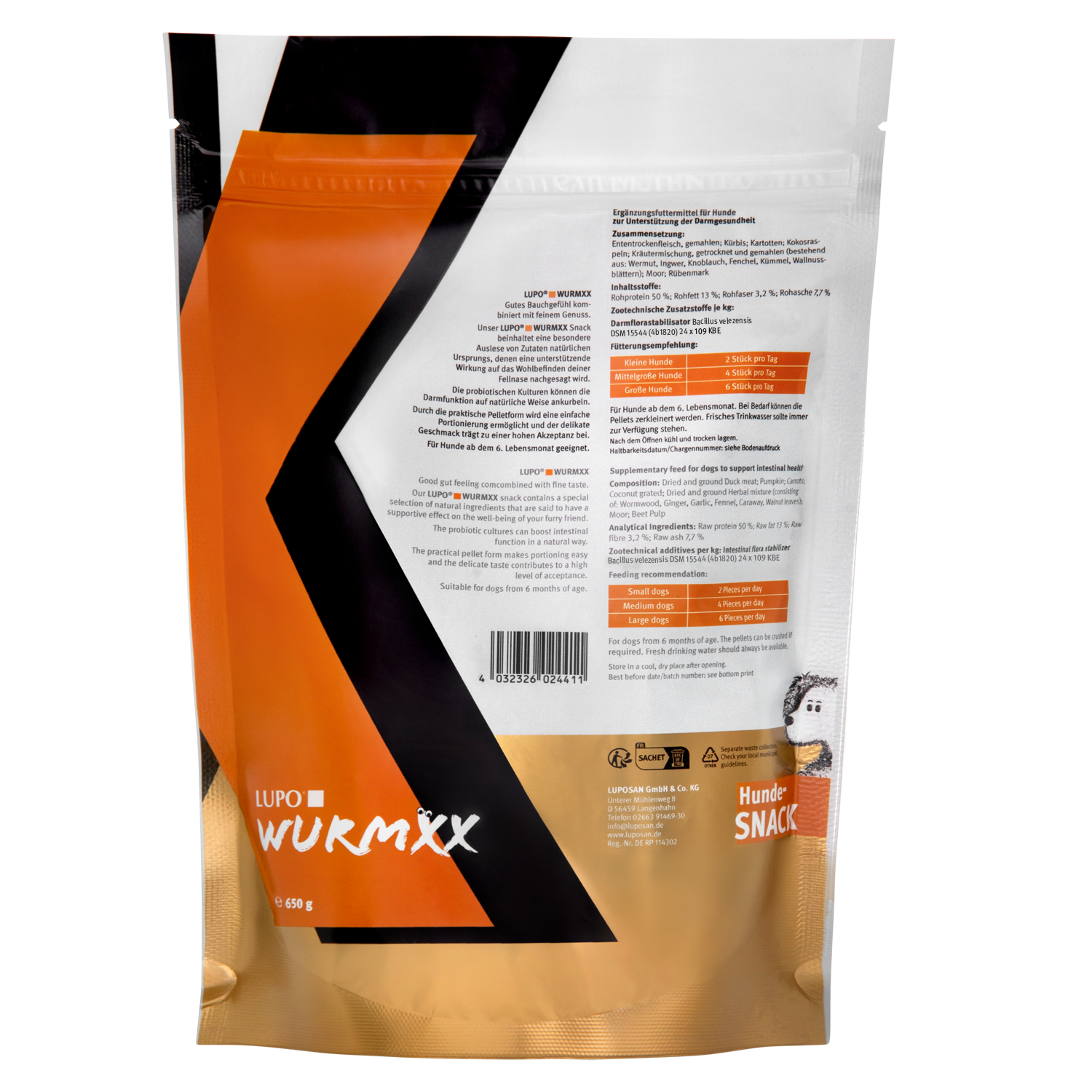 LUPO WURMXX Snack für Hunde 650 g