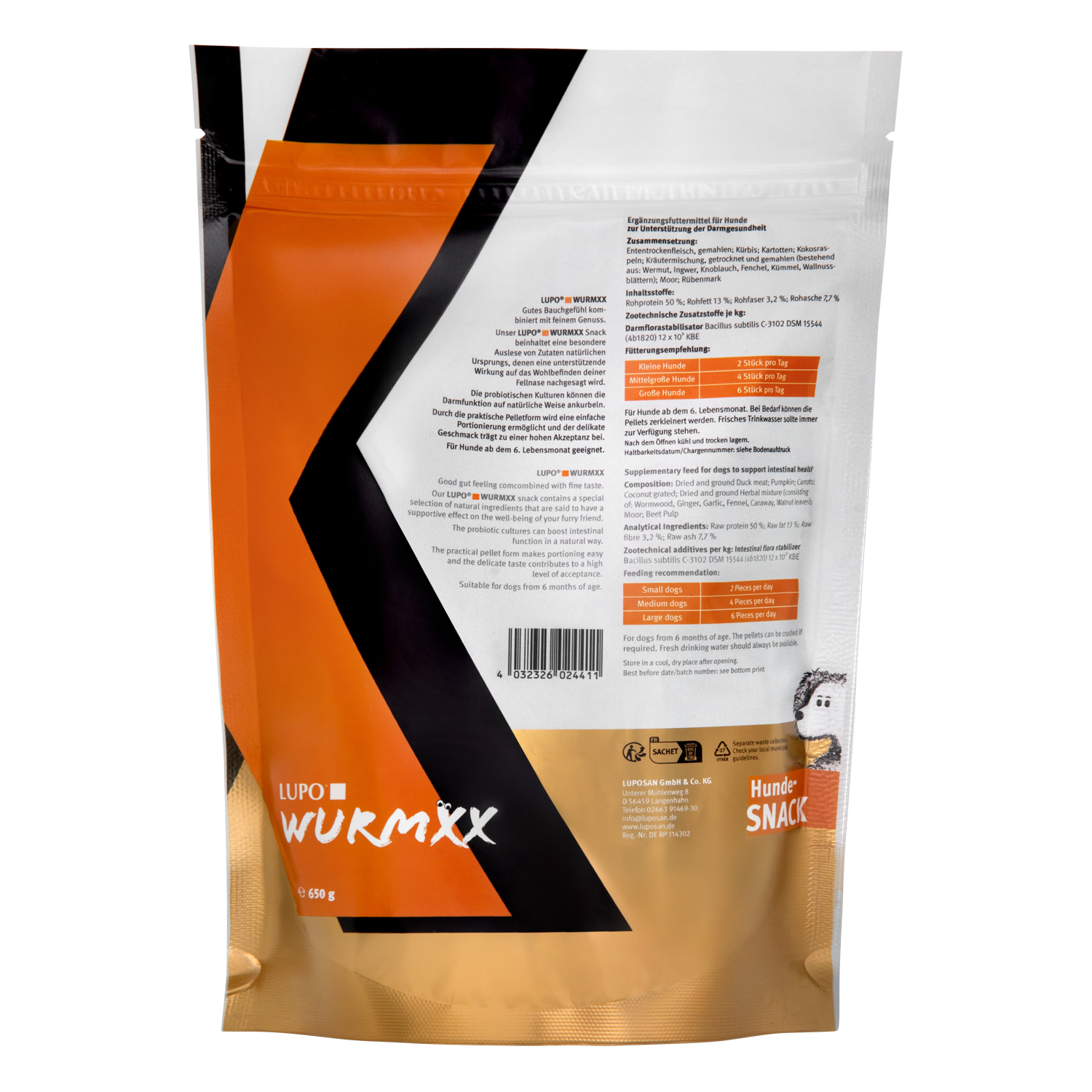 LUPO WURMXX Snack für Hunde 650 g