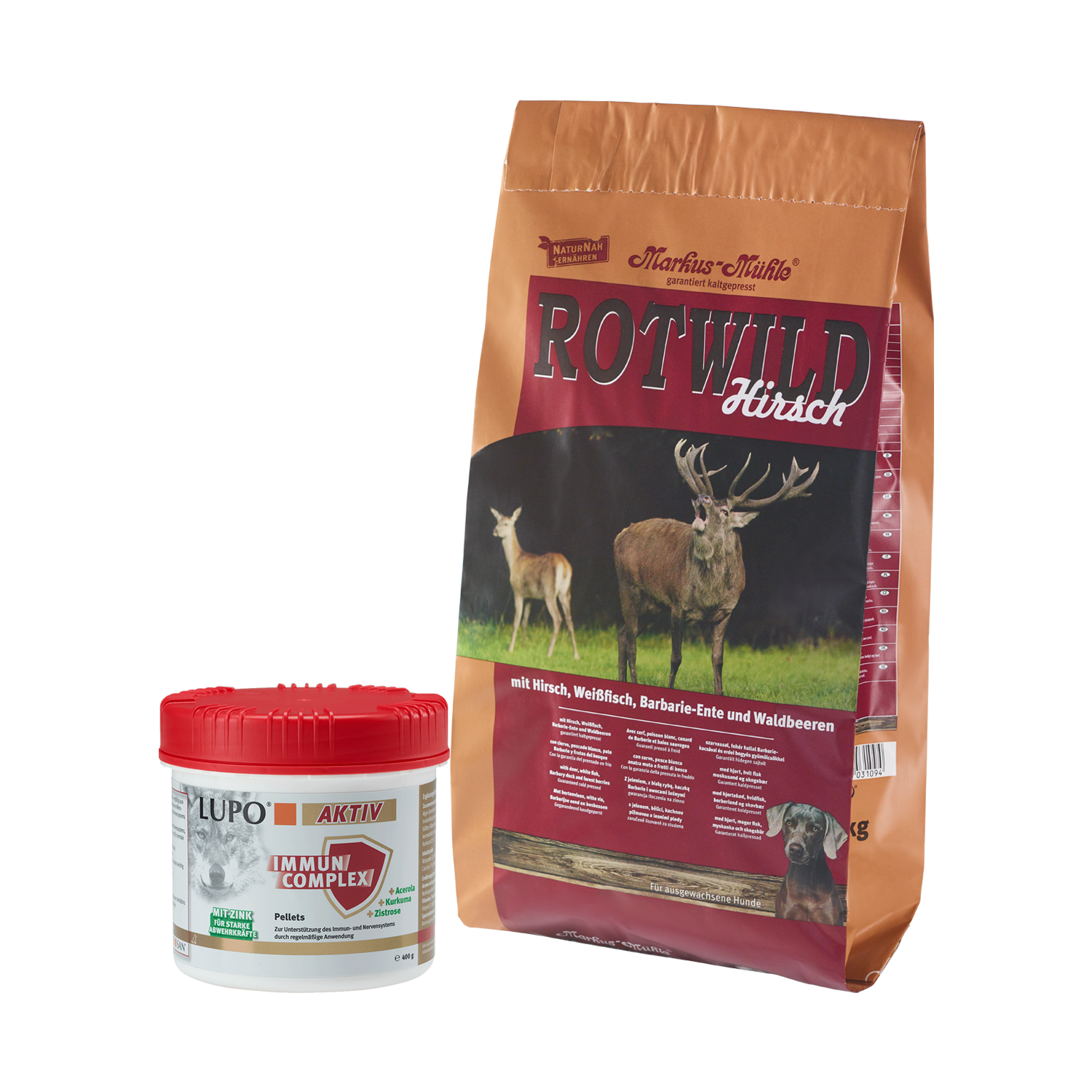 Saison-Paket Rotwild Hirsch 15 kg + LUPO AKTIV IMMUN COMPLEX 400 g